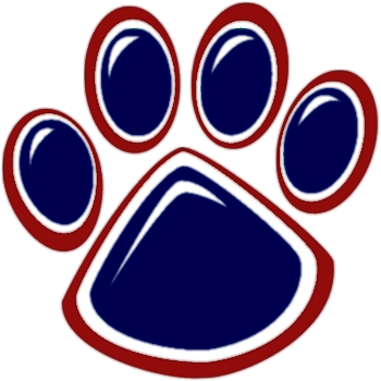 blue and red paw print logo 